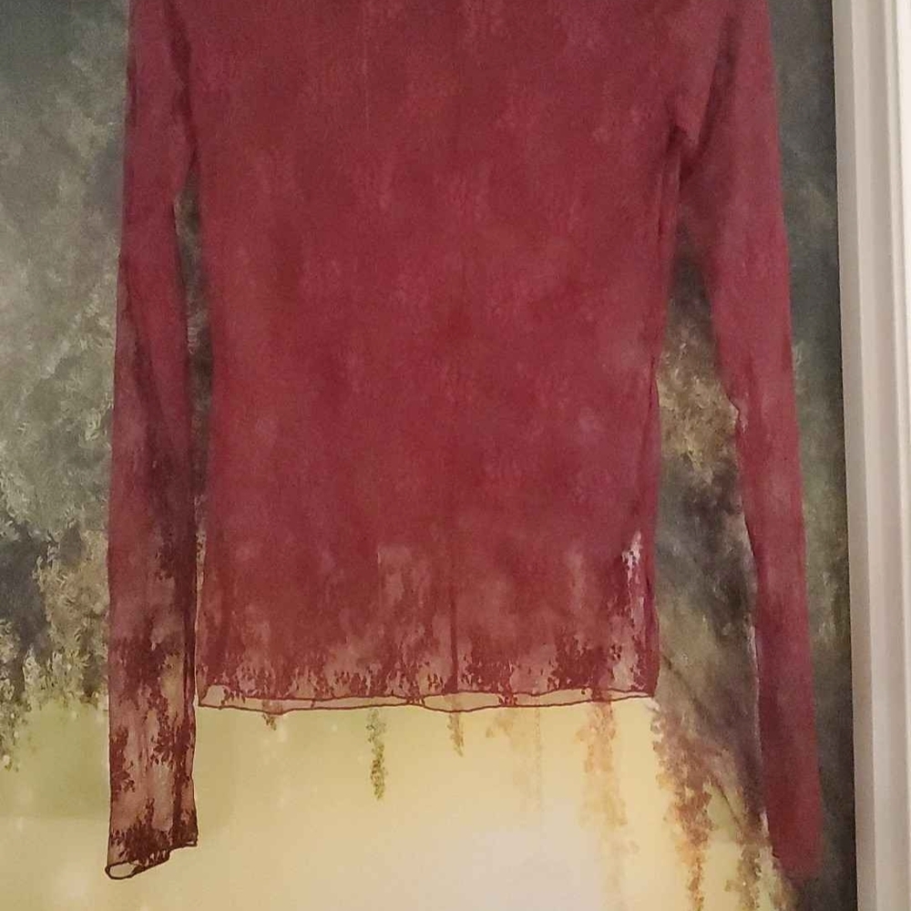 Free People Sheer Lace Top - Red